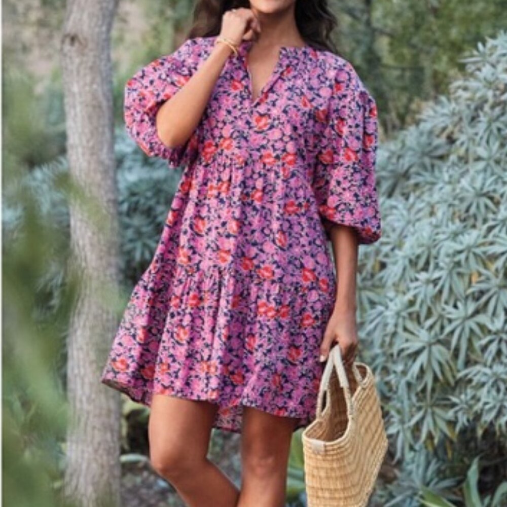Sundry x Evereve The Anywhere Dress Cotton Poplin Tiered Pullover Mini Dress